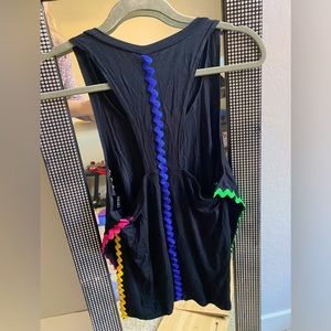 Terez black workout tank with split side